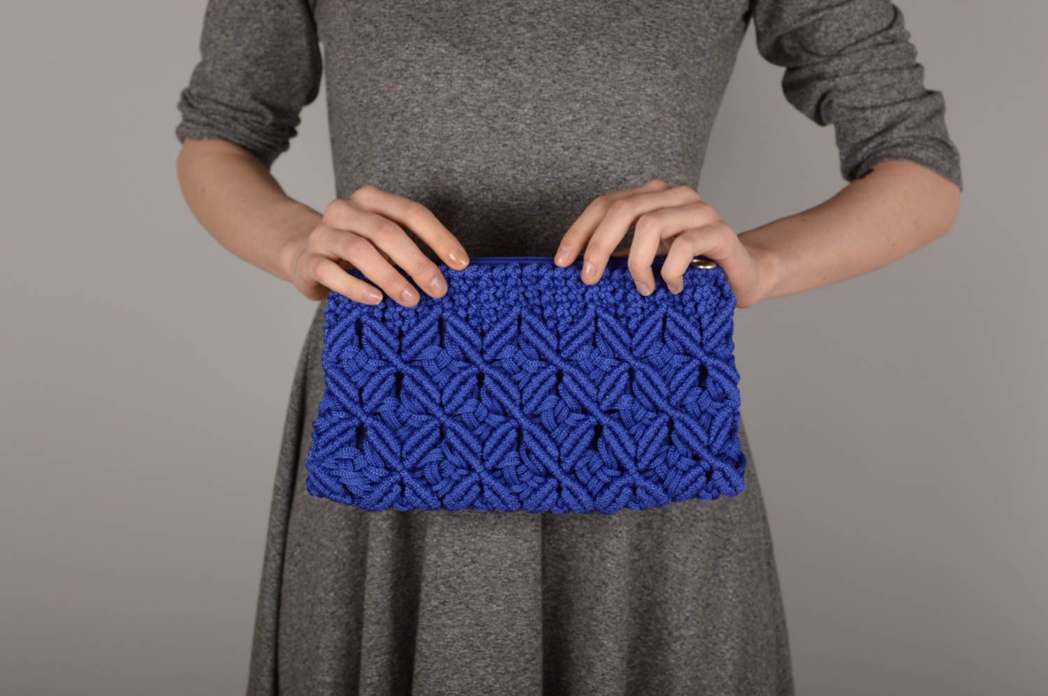 Bolso hecho a mano de color azul accesorio para mujeres regalo original foto 1