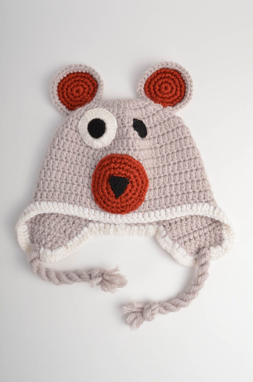 Crocheted cap in shape of dog unusual beautiful children cap accessory for kids photo 3
