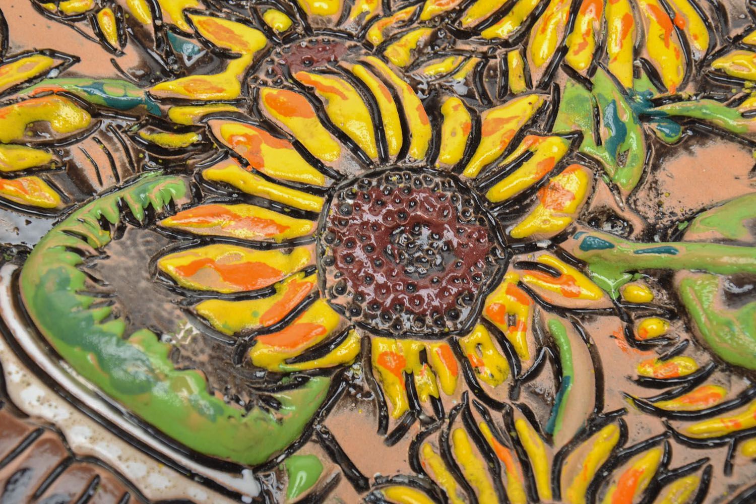 Keramik Wandbild Sonnenblumen foto 3