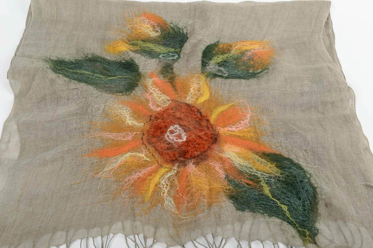 Bufanda artesanal tejida a mano de lino y seda chal moderno regalo original foto 4