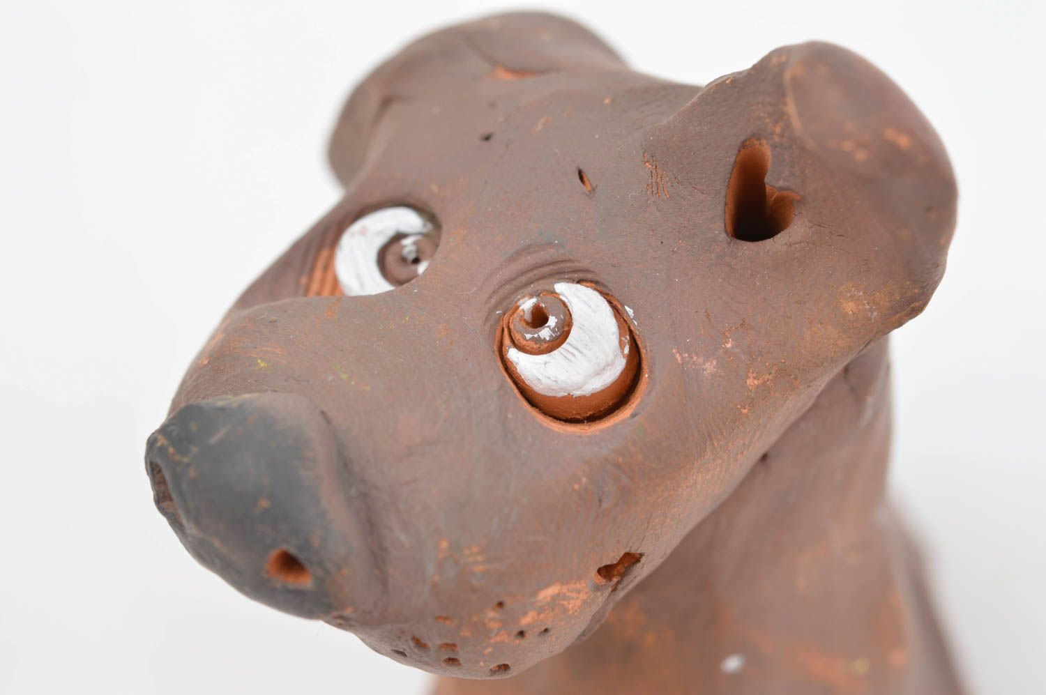 Figurine chien brun faite main Statuette design en argile Déco maison originale photo 5