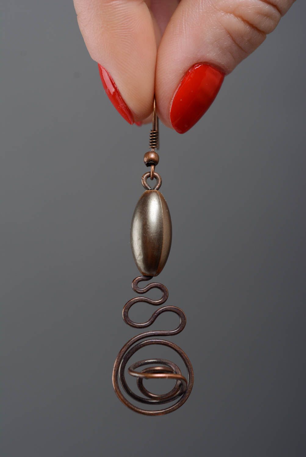 Festive beautiful earrings handmade copper earrings dangling earrings gift photo 3