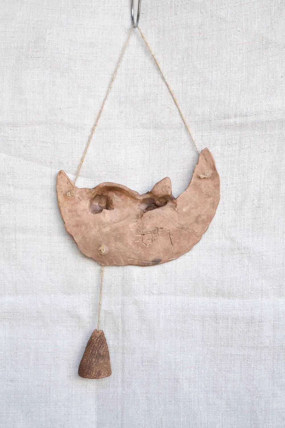 Панно на стену подарок ручной работы панно декоративное из глины Кот на луне фото 5
