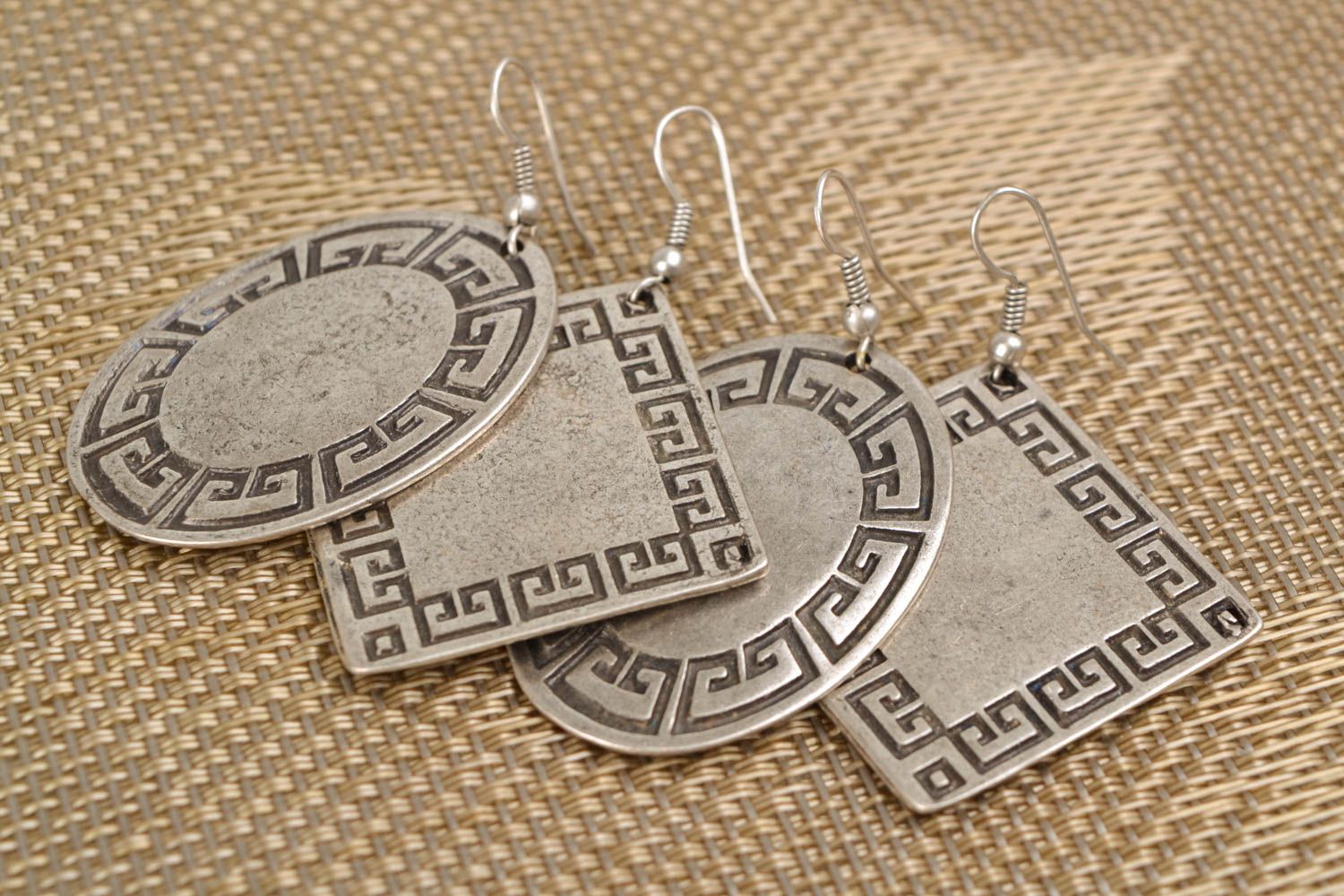 Ethnic metal earrings set 2 items photo 1