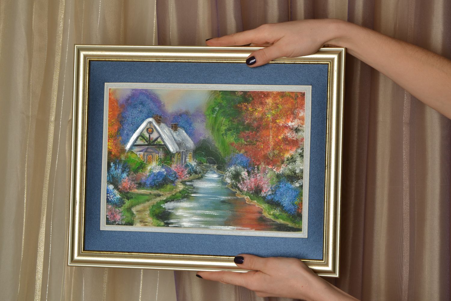 Peinture contemporaine faite main sur panneau de copeaux Rêves colorés photo 2