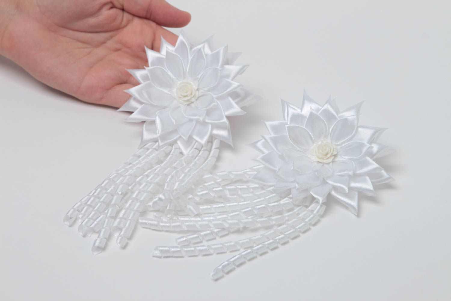 Gomas para el pelo blancas hechas a mano accesorio para niñas regalo original foto 5