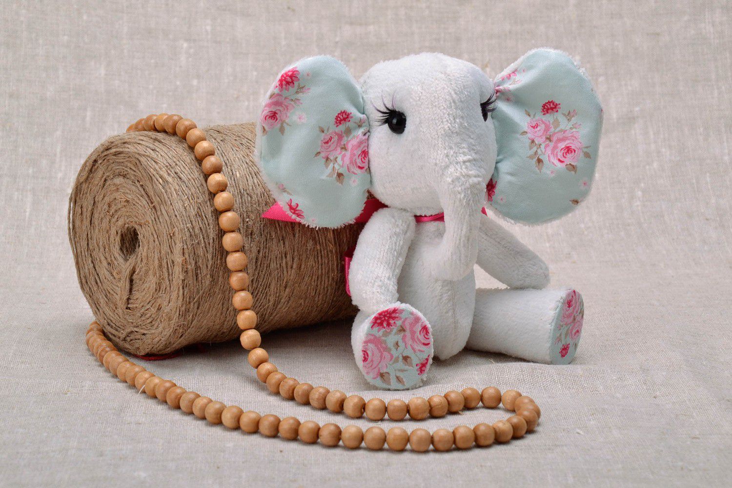 Handmade Kuscheltier Silberer Elefant foto 5