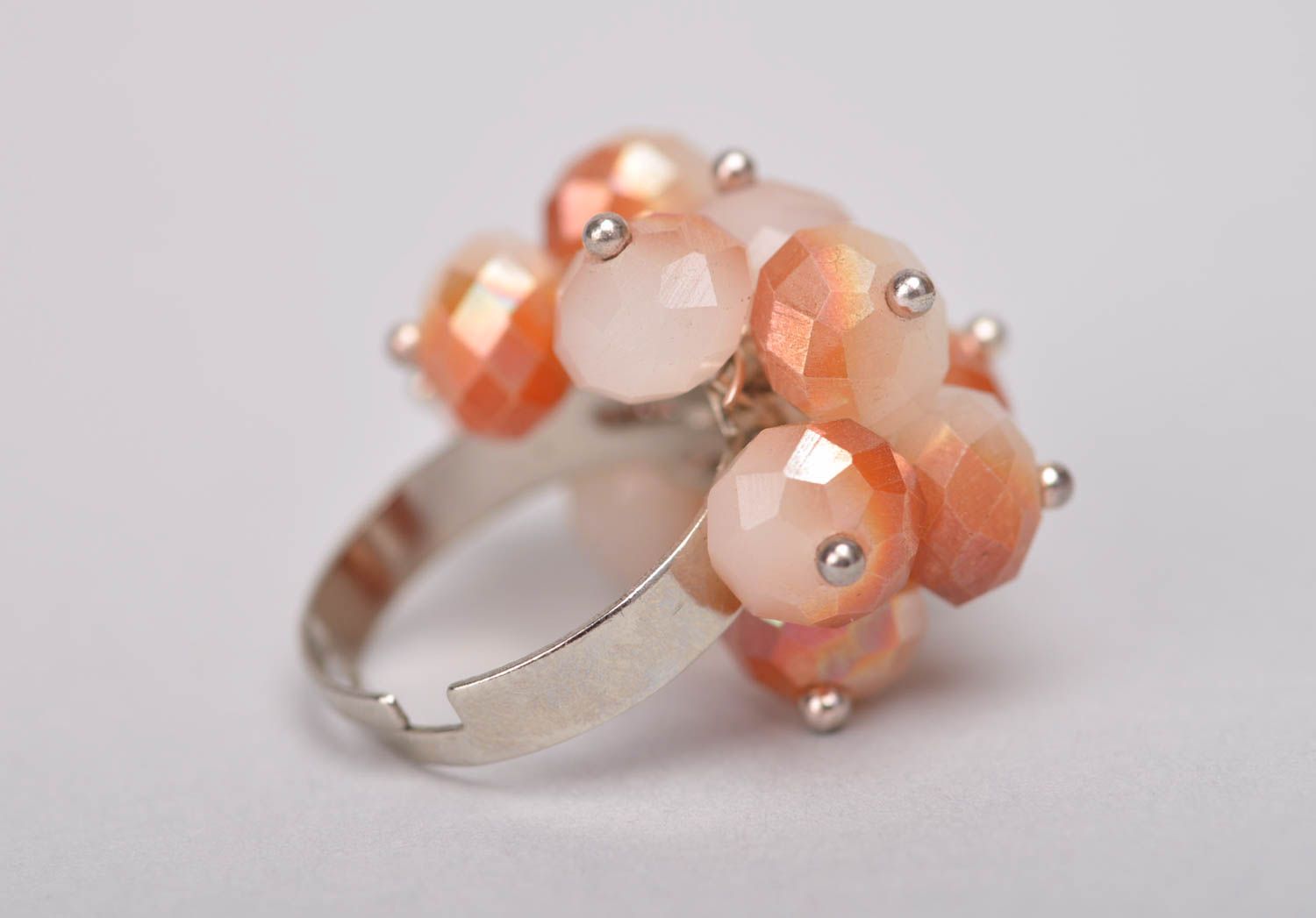 Ring Damen handmade Ring Schmuck Designer Accessoires Geschenk Ideen orange rosa foto 3