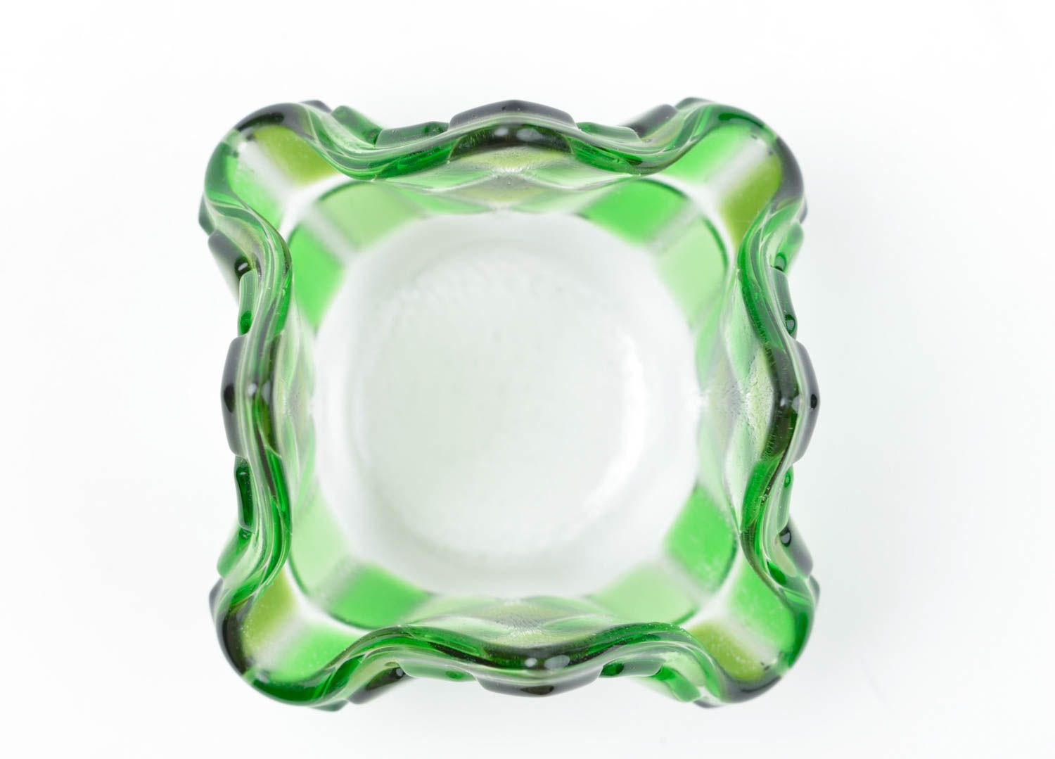 Bougeoir design fait main Support bougie vert en verre design Cadeau original photo 4