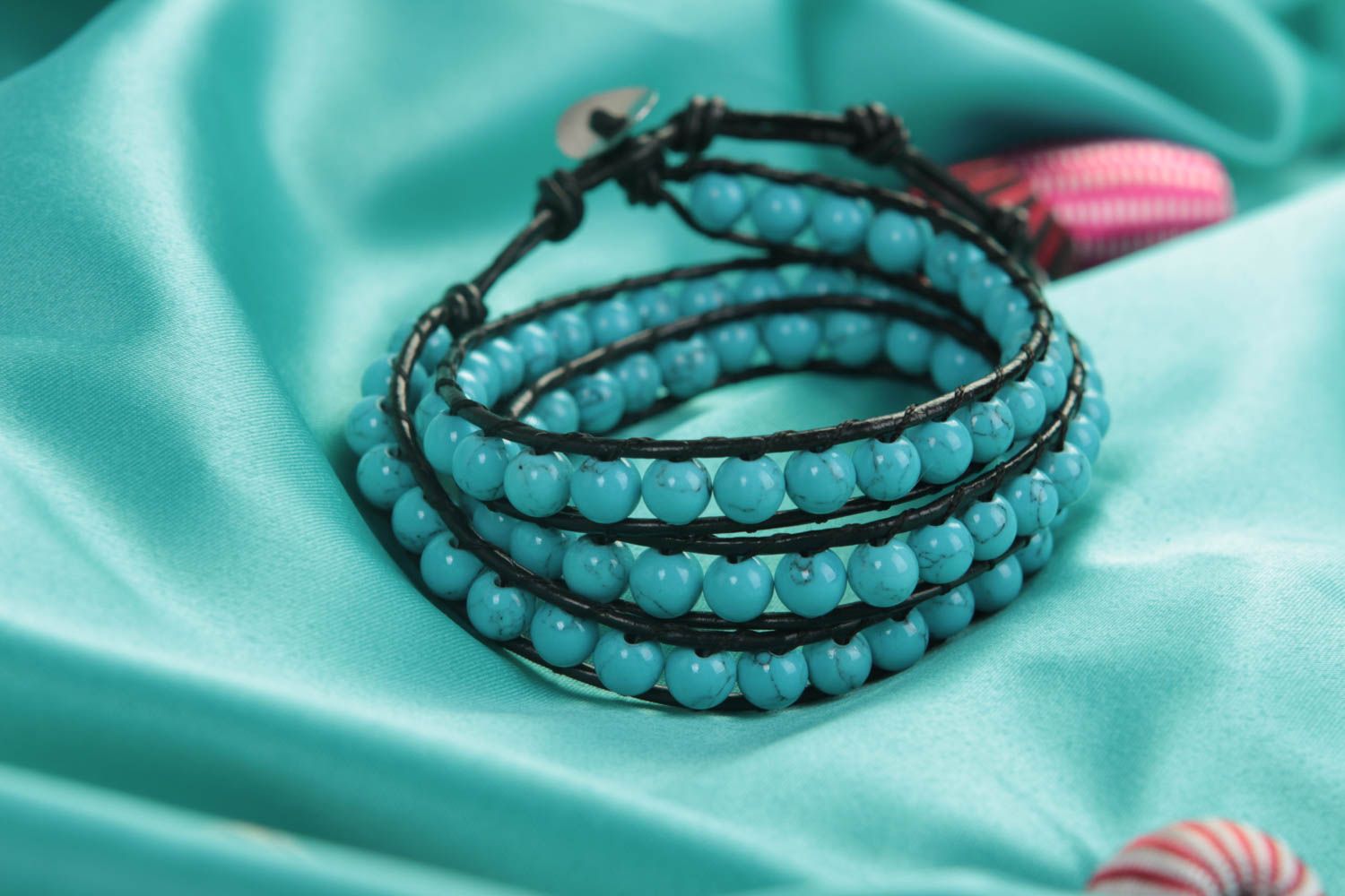 Bracelet tressé fait main Bijoux artisanaux Bracelet femme de turquoise photo 2