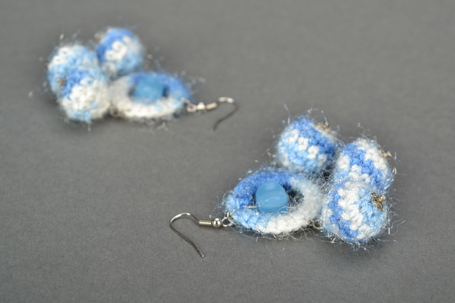 Crochet earrings with charms Winter photo 4