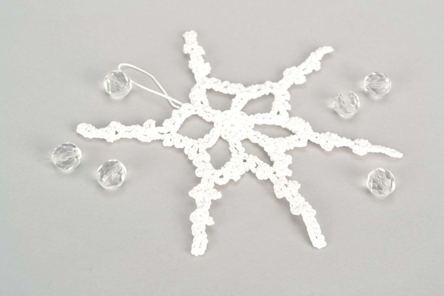 Homemade New Year's decoration White Snowflake photo 1