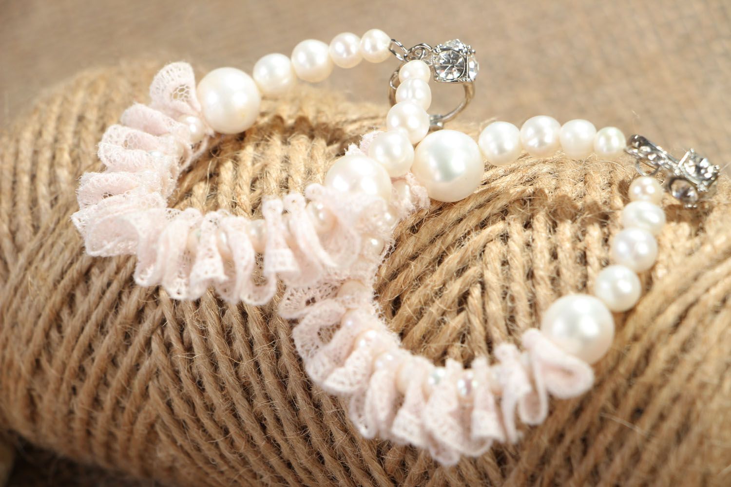 Handmade pearl earrings photo 3