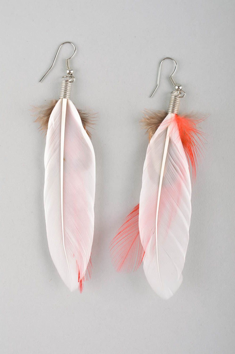 Feather earrings with charms elegant accessories feather jewelry summer jewelry photo 4