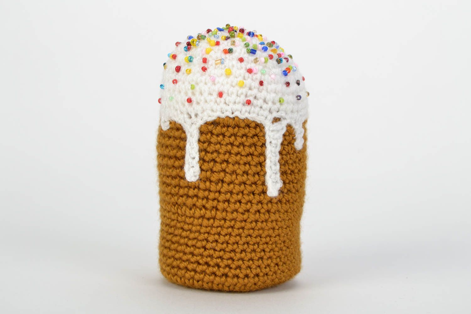 Brown handmade crochet Easter cake for home decor unusual gift photo 3