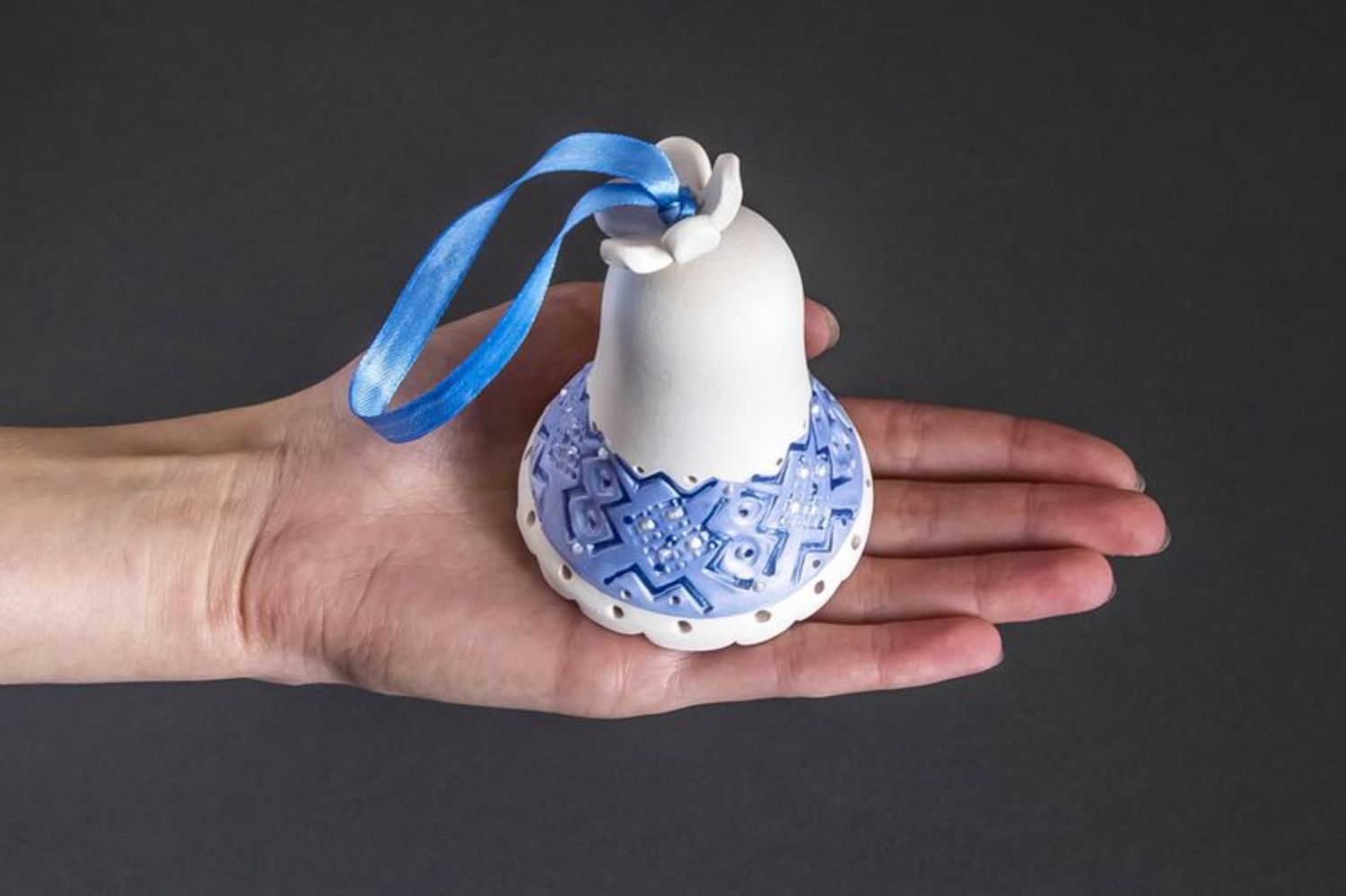Ceramic bell of deep blue color photo 3