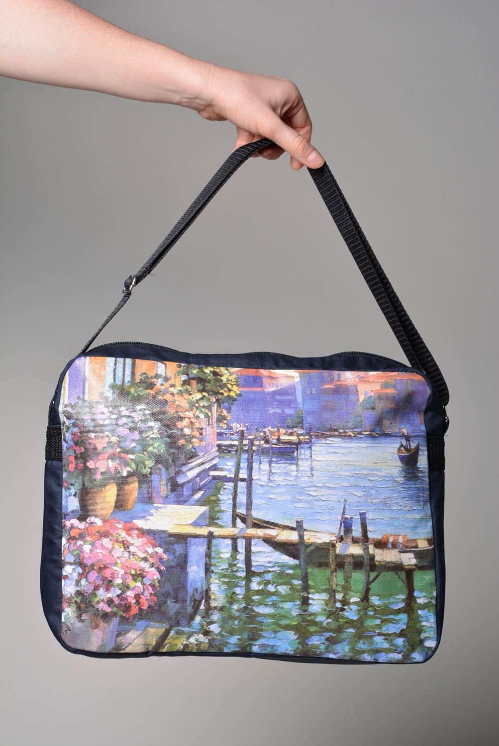 Сумка ручной работы женская сумка с принтом тканевая сумка красивая стильная фото 3