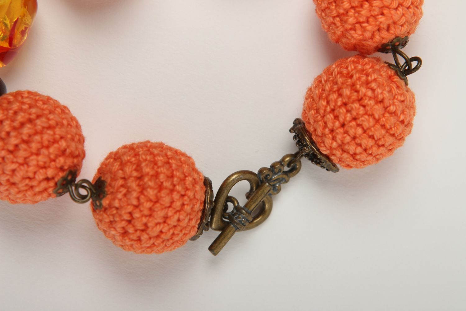 Handmade Designer Schmuck Frauen Accessoire orange gehäkeltes Armband  foto 4