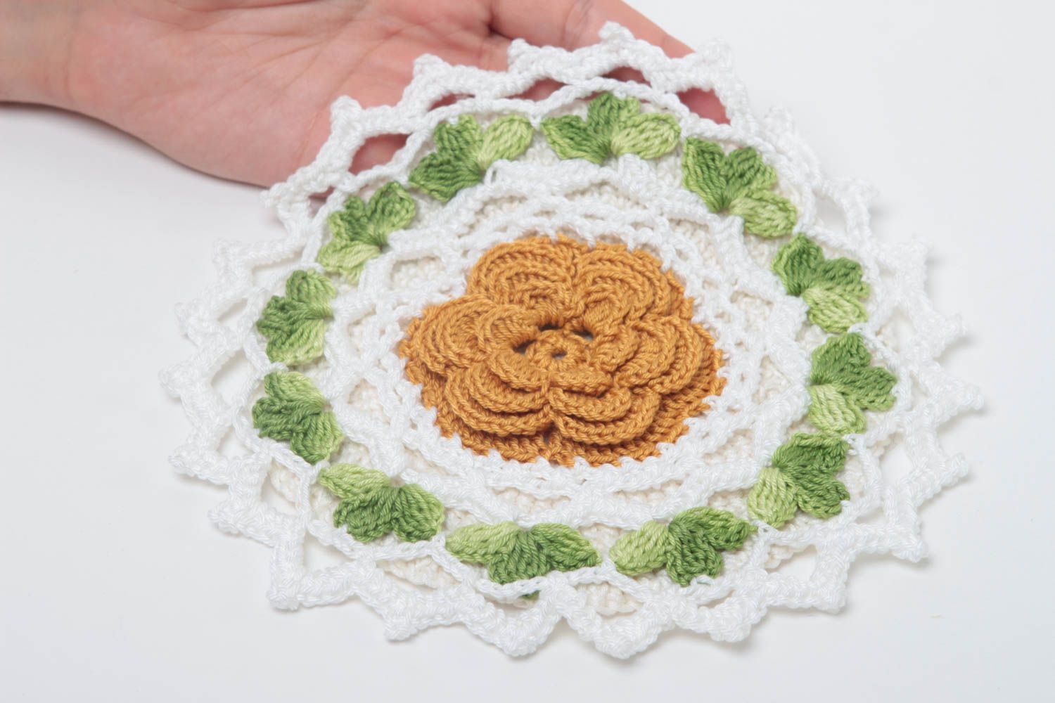 Handmade zarter Topflappen gehäkelt Küchen Textilien Haus Deko mit Blume foto 5