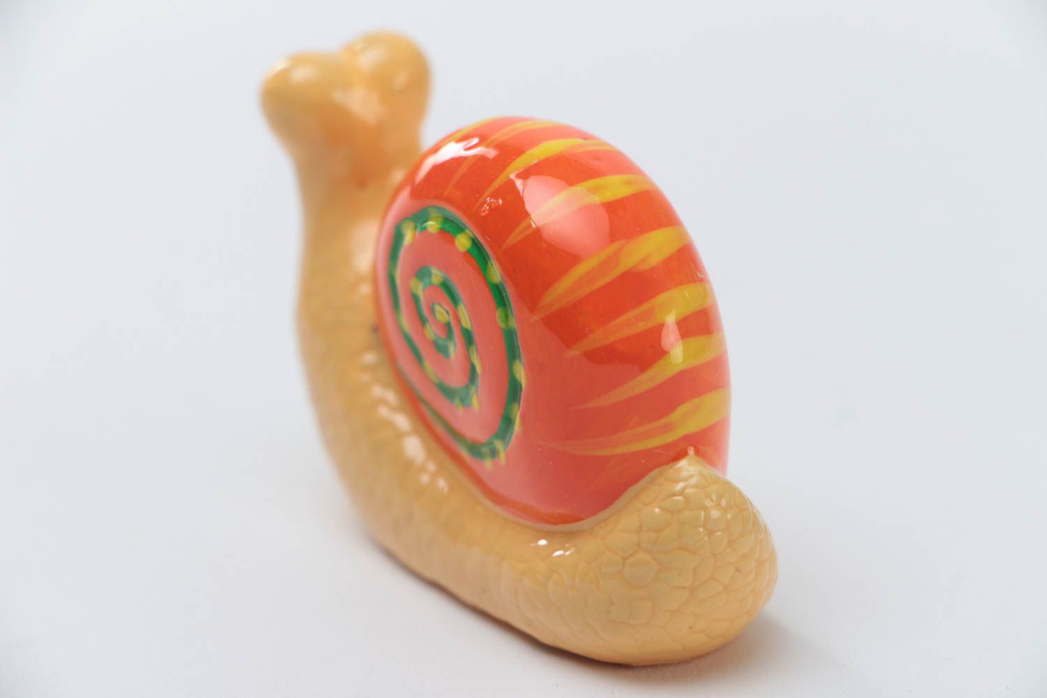 Small homemade beautiful plaster statuette with painting Snail home decor photo 4