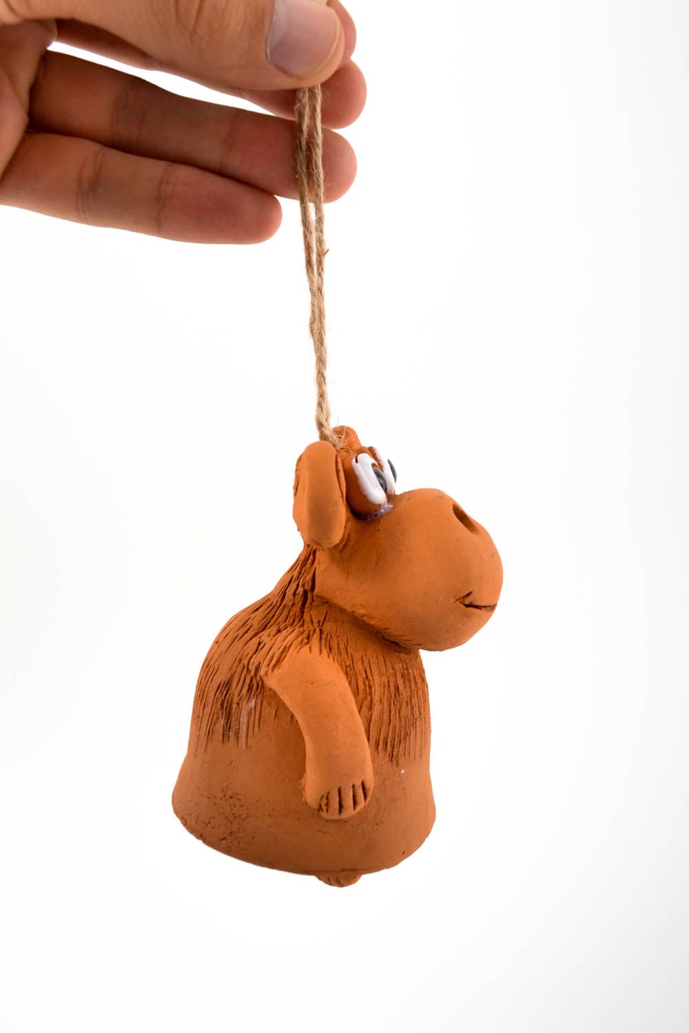 Ton Glöckchen handmade Deko Figur aus Ton Affe Glöckchen Keramik für Interieur foto 4