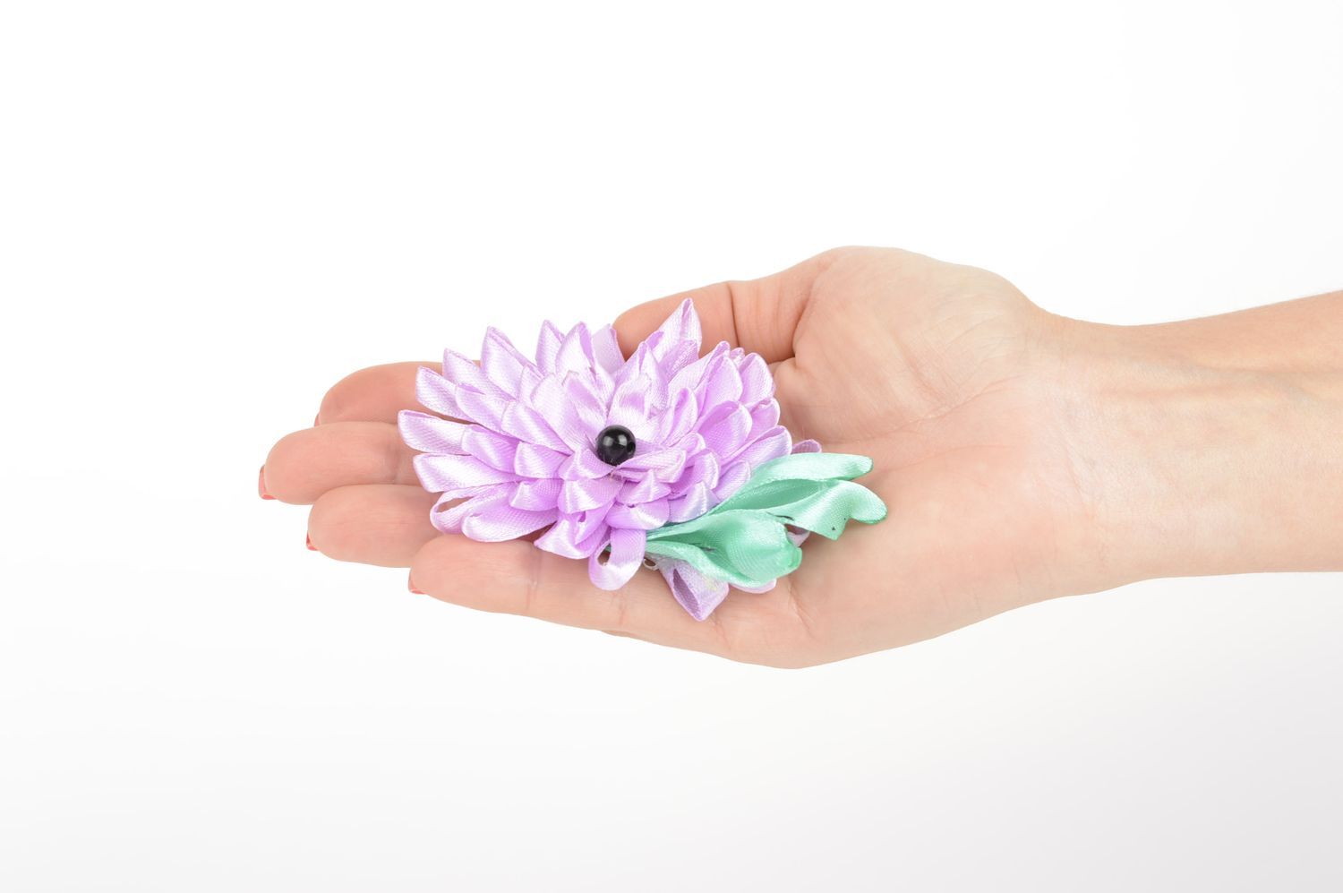 Заколка с цветком ручной работы детская заколка аксессуар для волос стильный фото 4