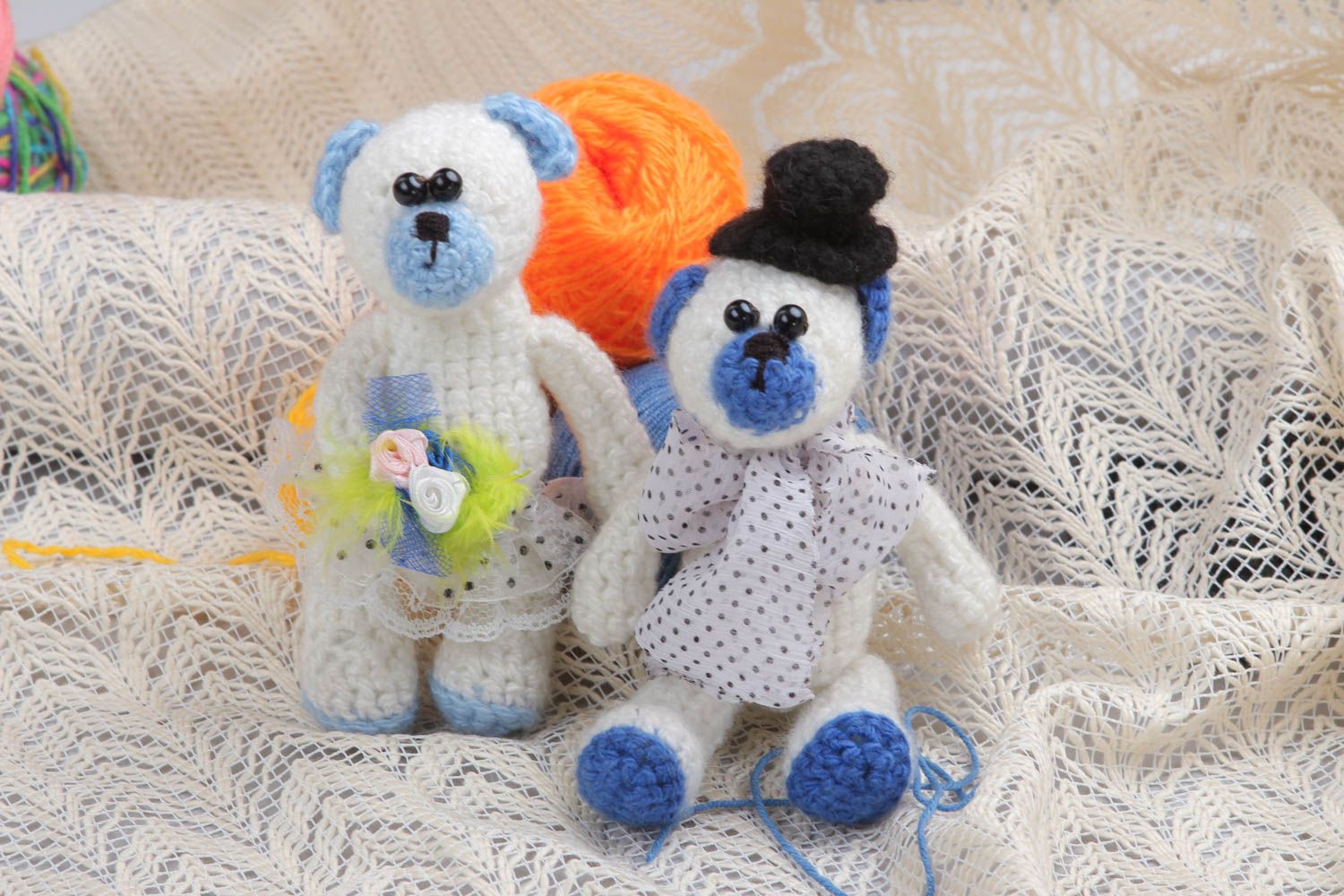 Handmade crochet toy collectible toys home design 2 pieces decorative use only photo 1