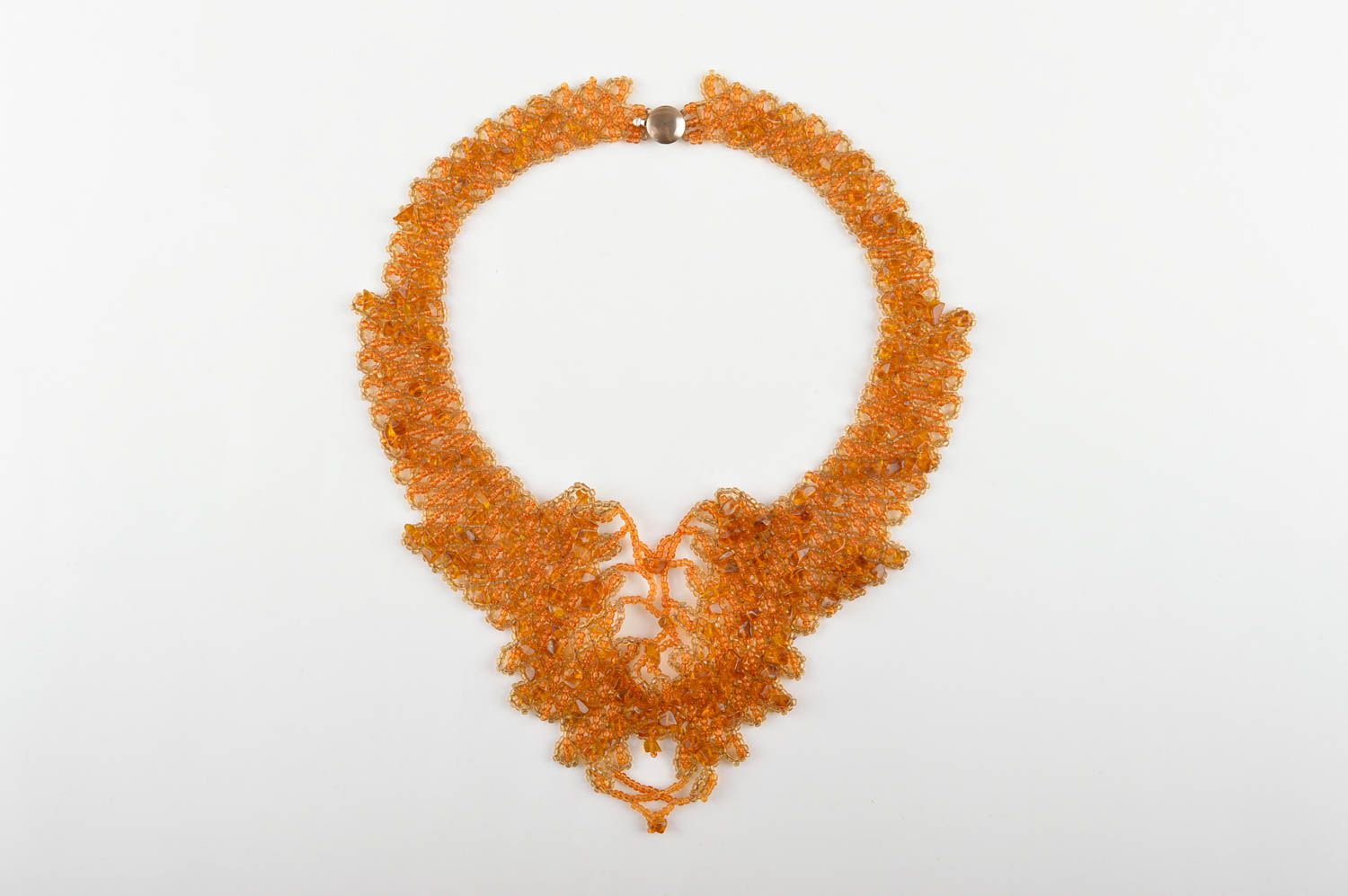 Колье из бисера украшение ручной работы янтарное нарядное ожерелье из бисера фото 2