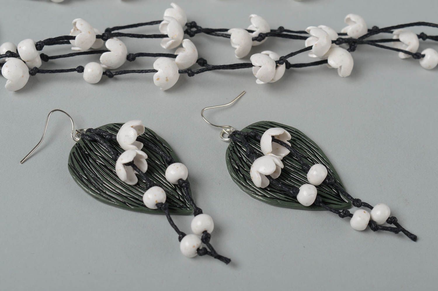 Handmade earrings designer flower necklace handmade jewelry set gifts for girls photo 3