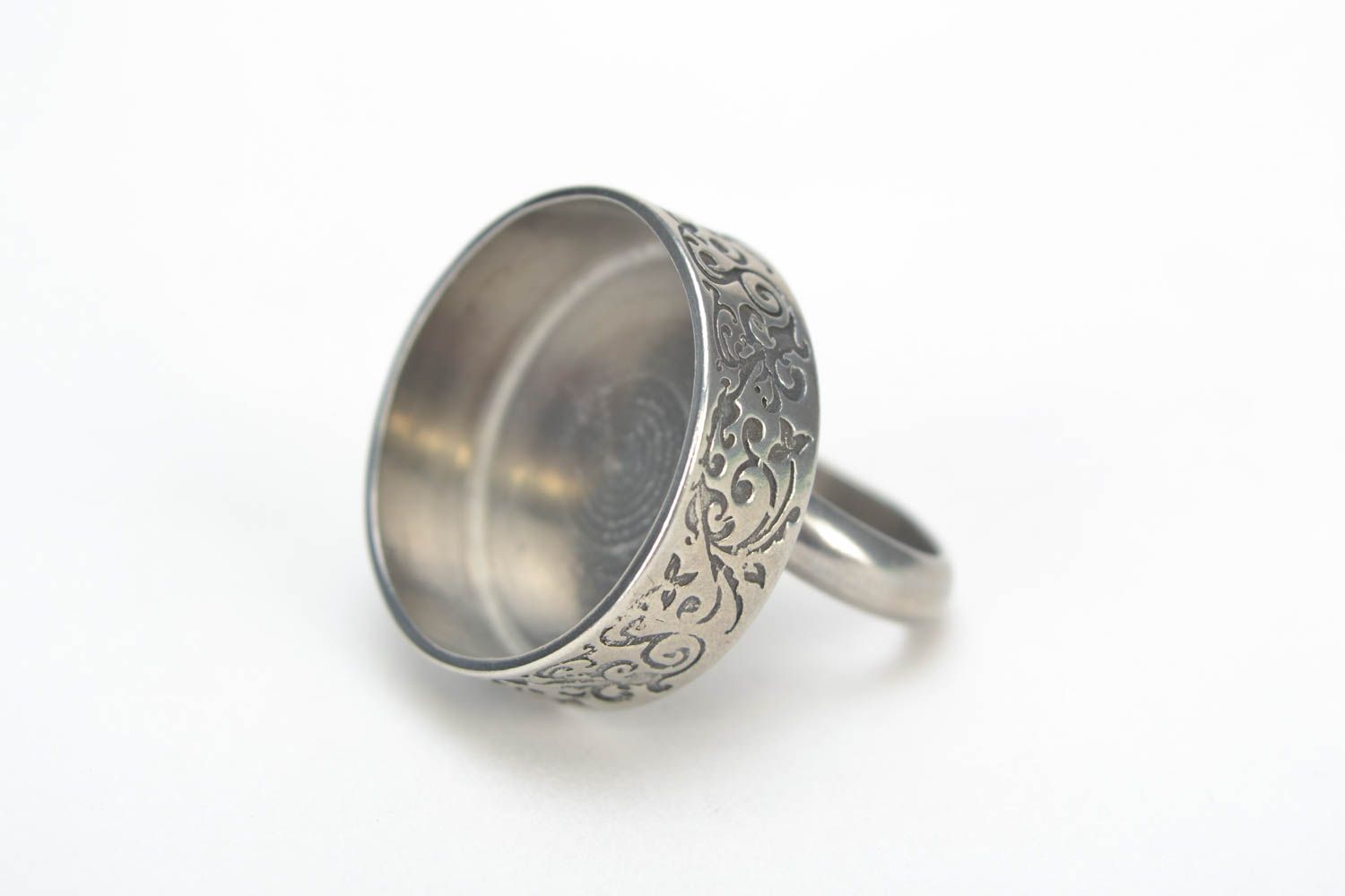 Unusual handmade DIY metal blank ring with round top jewelry craft supplies photo 2