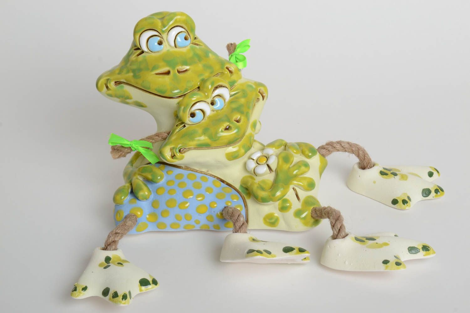 Spardose Frosch handgemachte Keramik Ton Deko Geschenk für Kinder originell foto 2