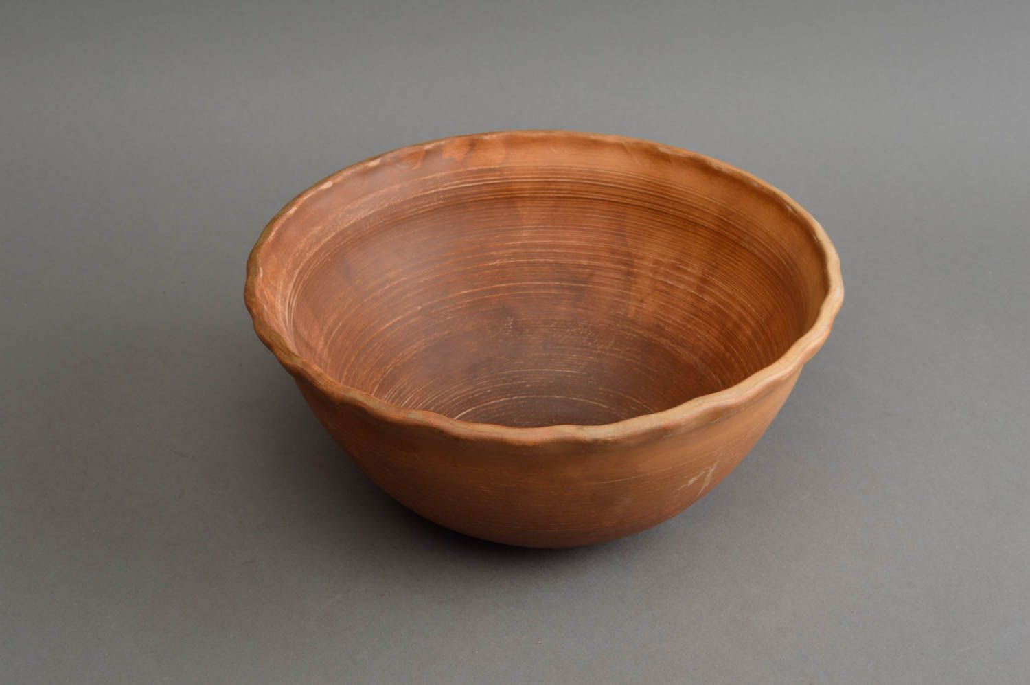 Beautiful handmade designer molded clay deep salad bowl decorative pottery photo 3