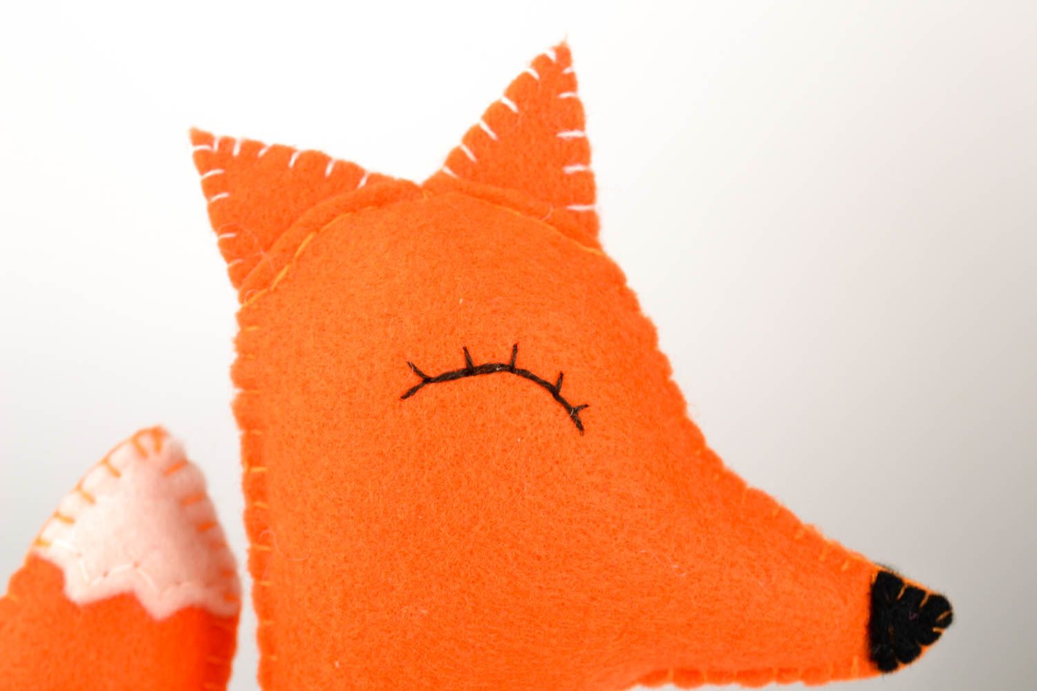 Fuchs Stofftier handgemachtes Spielzeug Filz Dekoration Kuscheltier Stoff orange foto 2