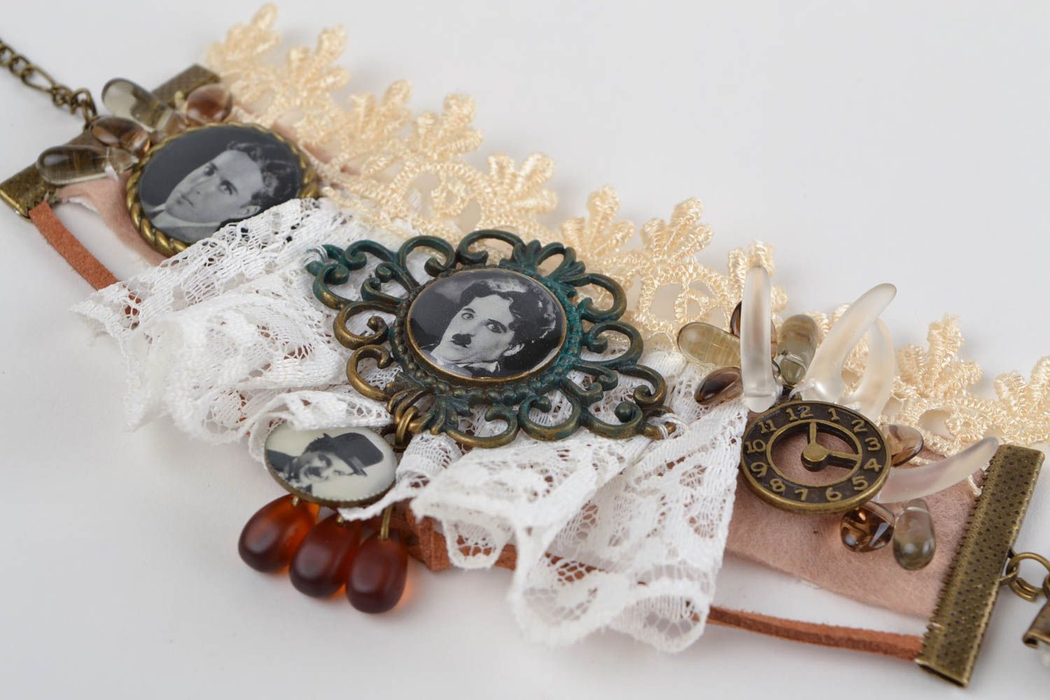 Pulsera de encaje y algodón artesanal accesorio para mujeres regalo original foto 7