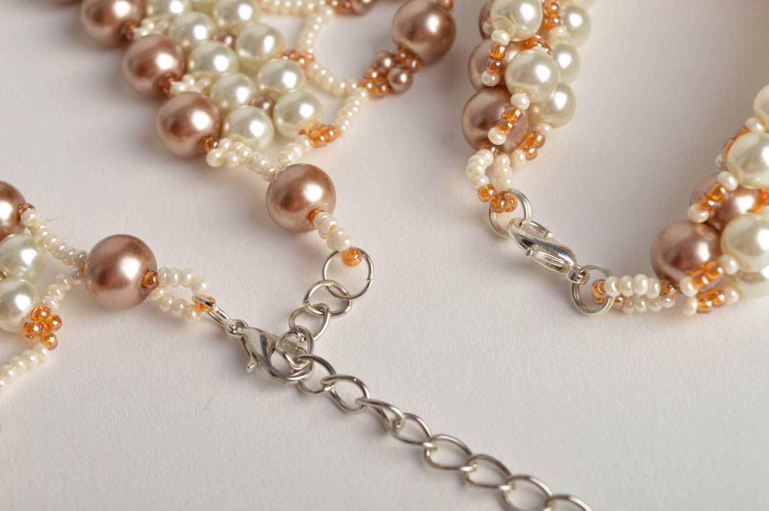 Handmade beaded jewelry set stylish elegant necklace elite wrist bracelet photo 3