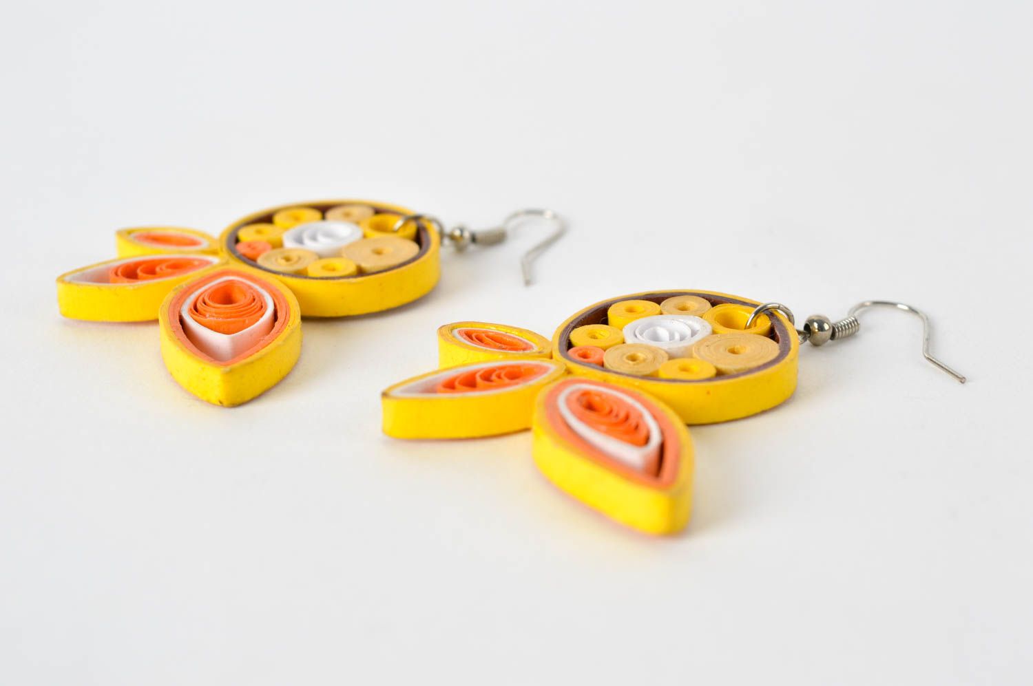 Damen Ohrringe handmade Designer Schmuck Accessoires für Frauen in Gelb  foto 3