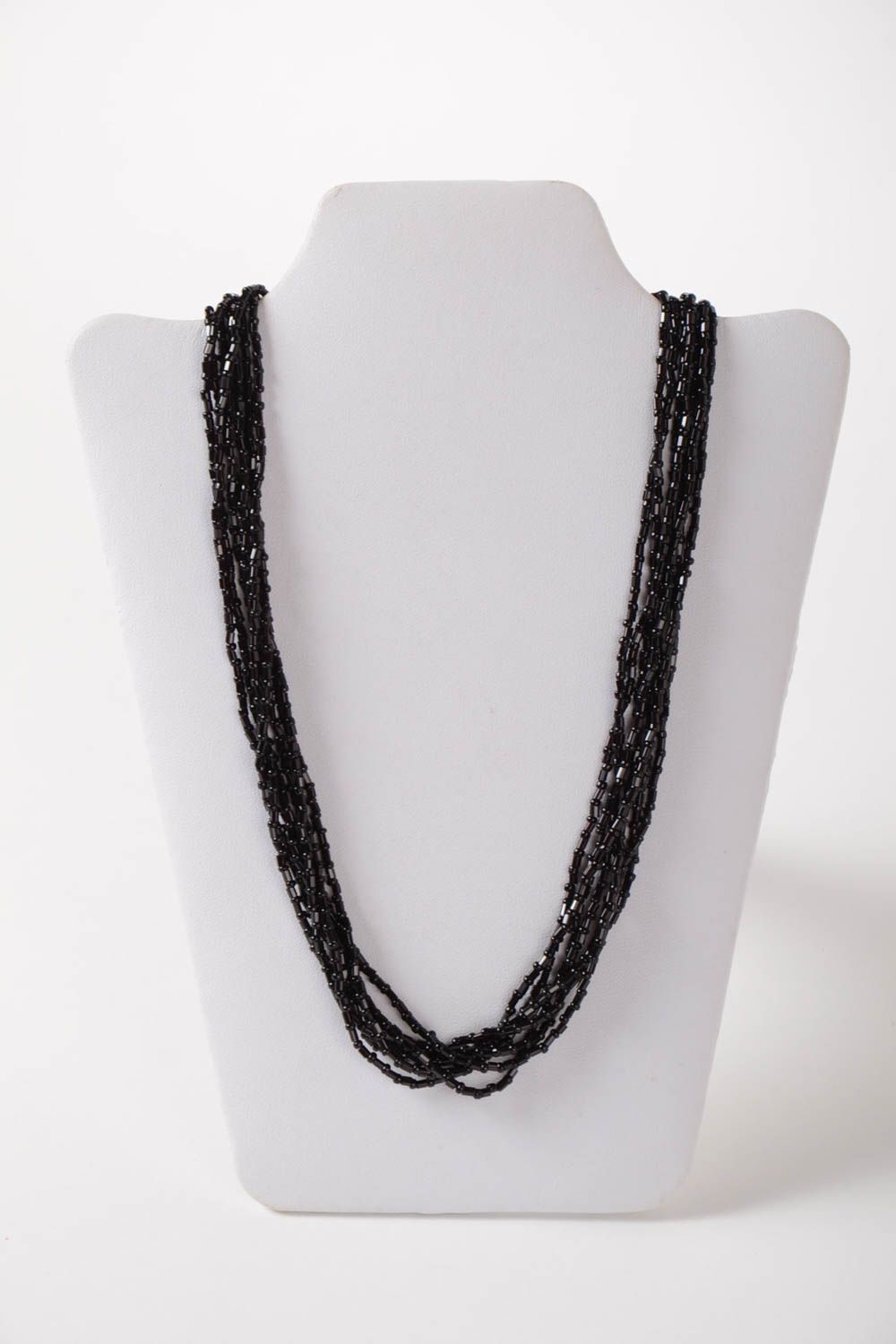Handmade black beaded necklace stylish accessory beautiful necklace present photo 2
