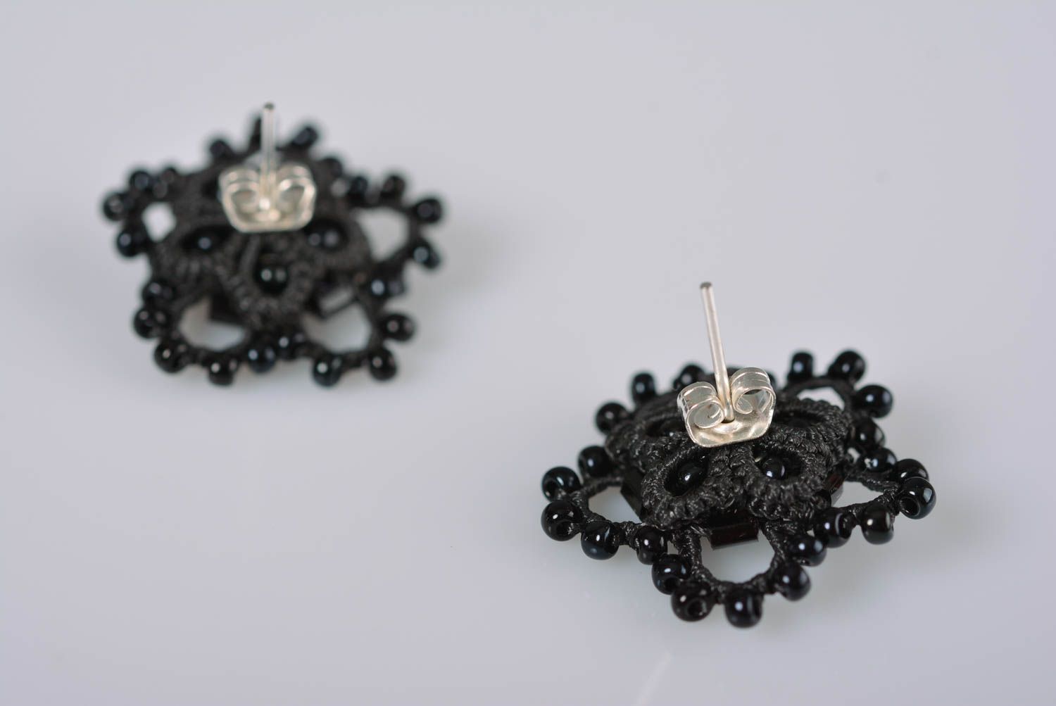 Stud earrings handcrafted jewelry tatting lace women accessories gifts for girl photo 4