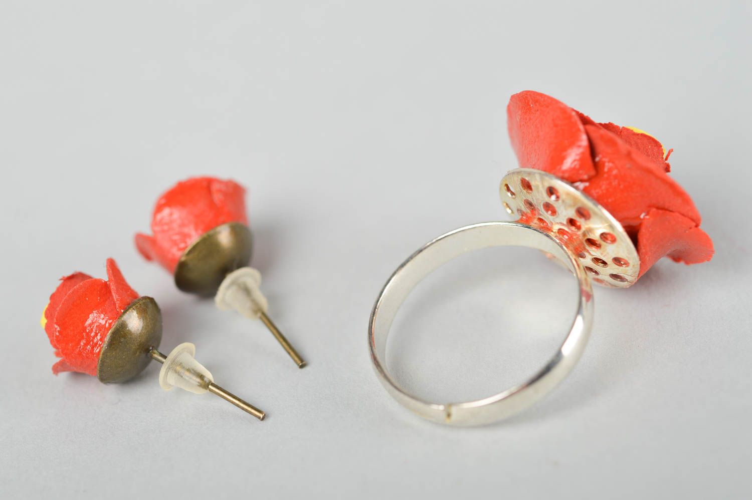 Handmade Ohrringe Juwelier Modeschmuck Blumen Ring Geschenk für Frauen Rosen foto 3
