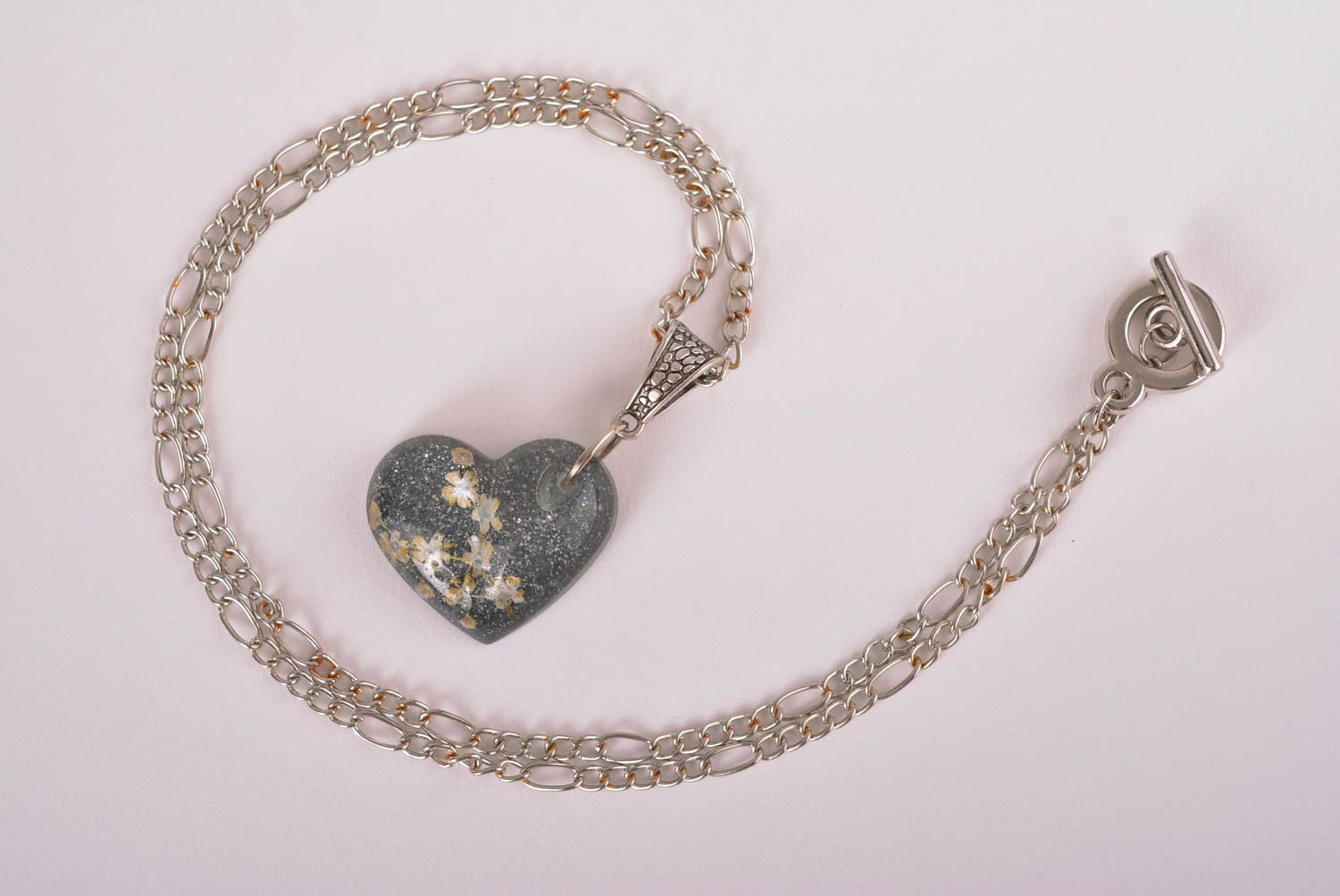 Handmade pendant unusual pendant with flowers designer accessory epoxy jewelry photo 2