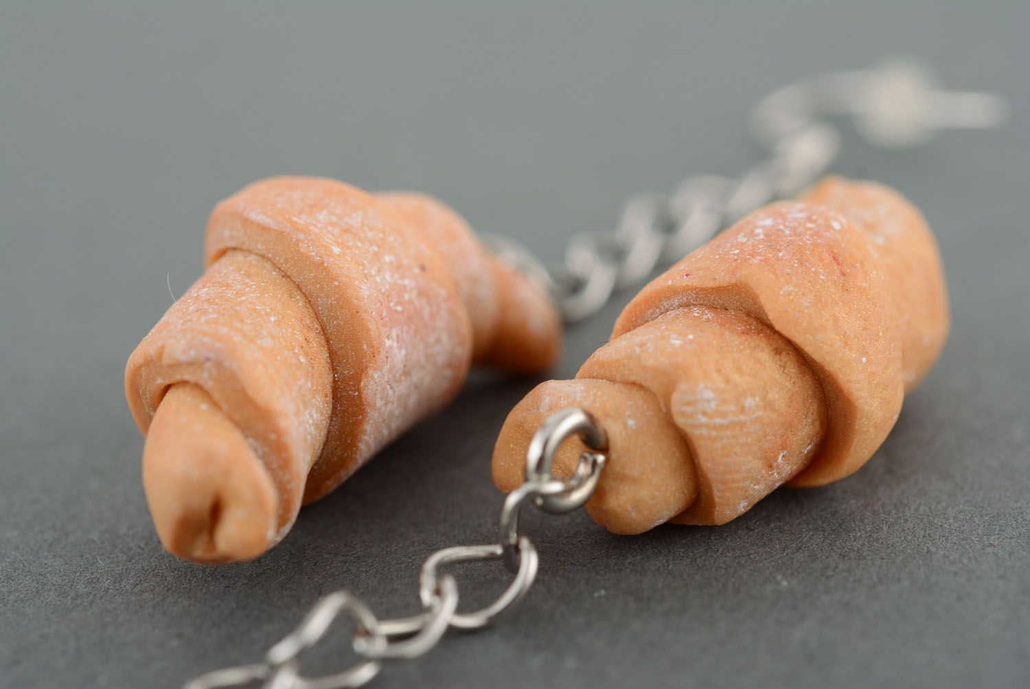 Polymer clay earrings Croissants photo 2