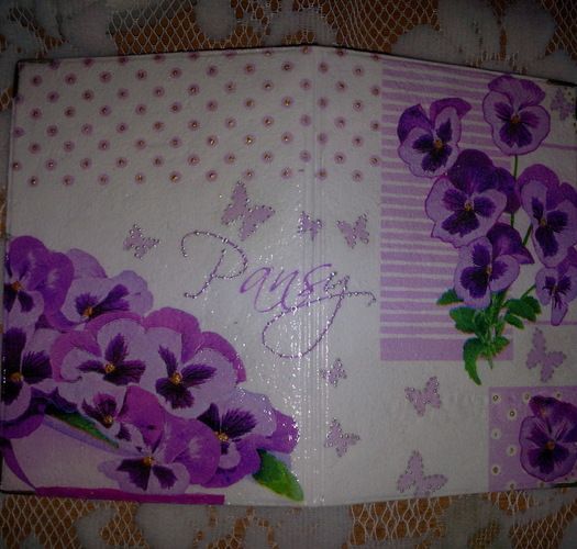 Фиолетовая обложка на паспорт с принтом из кожзаменителя красочная фото 1