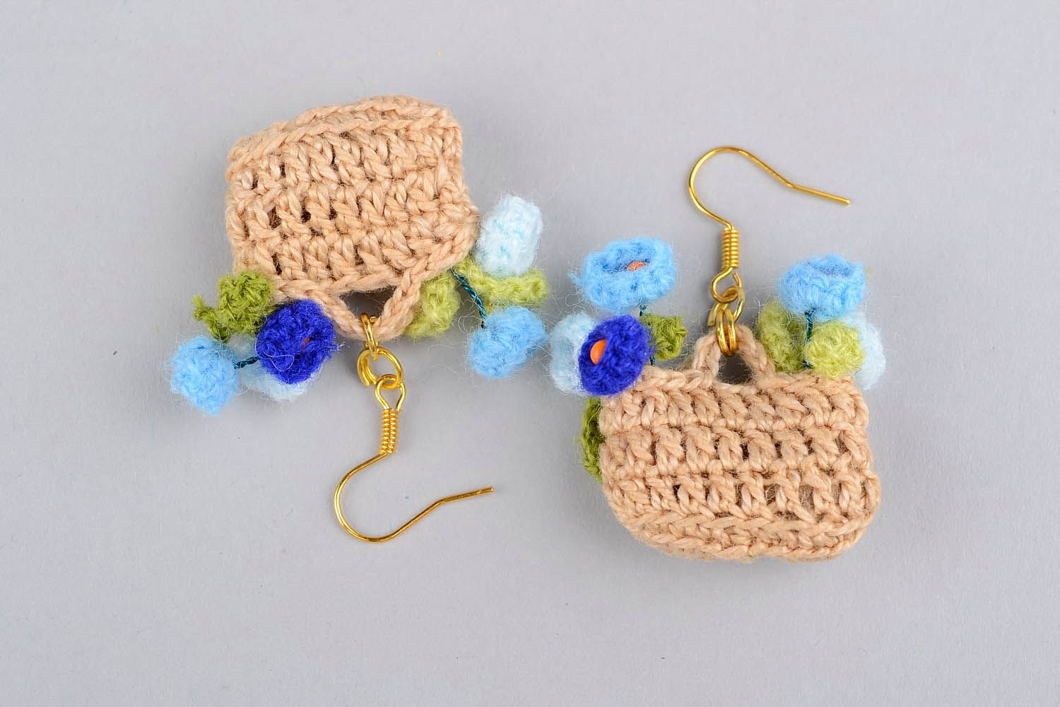 Earrings Basket of forget-me-nots photo 5