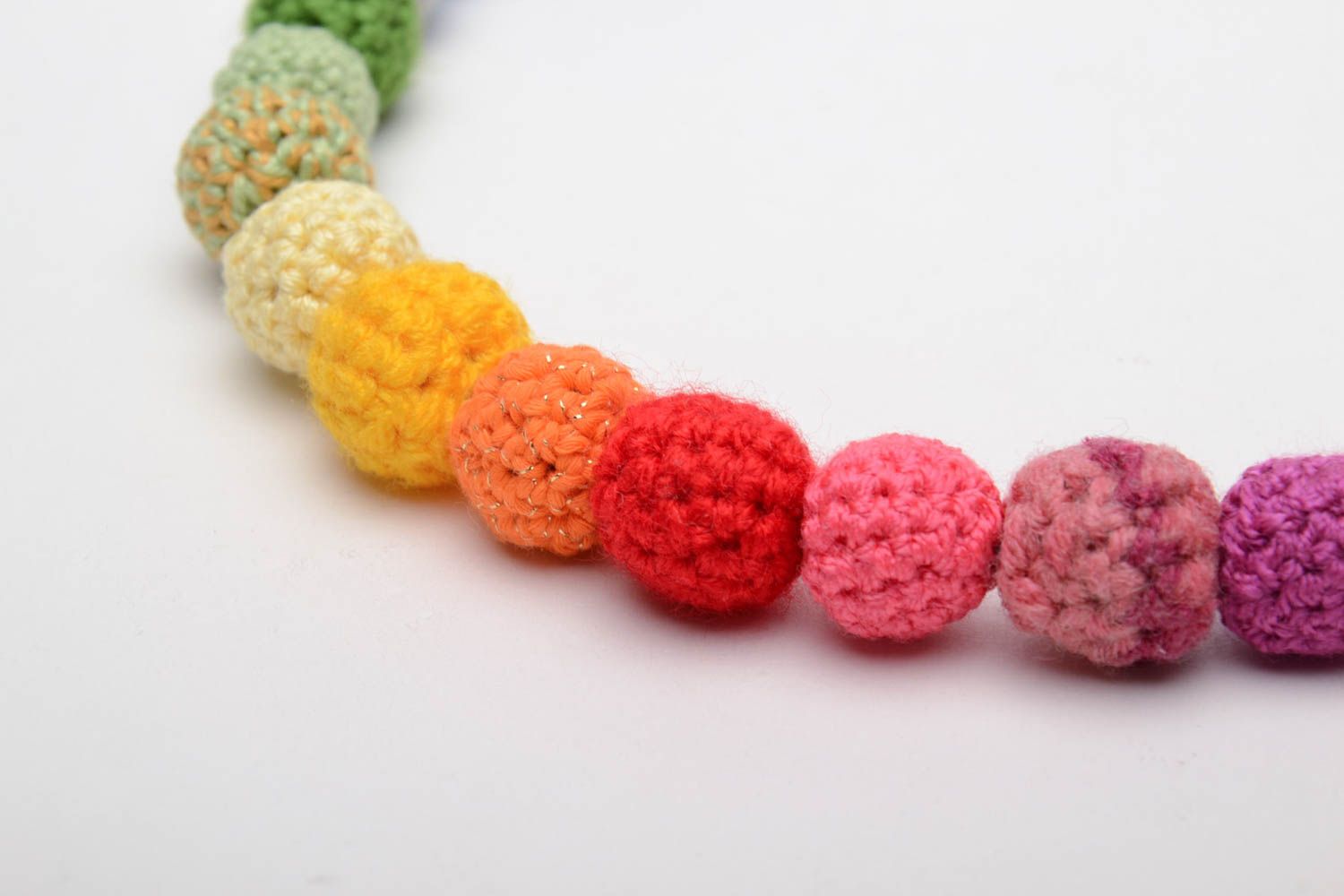 Multi-colored hand crocheted bead necklace photo 3