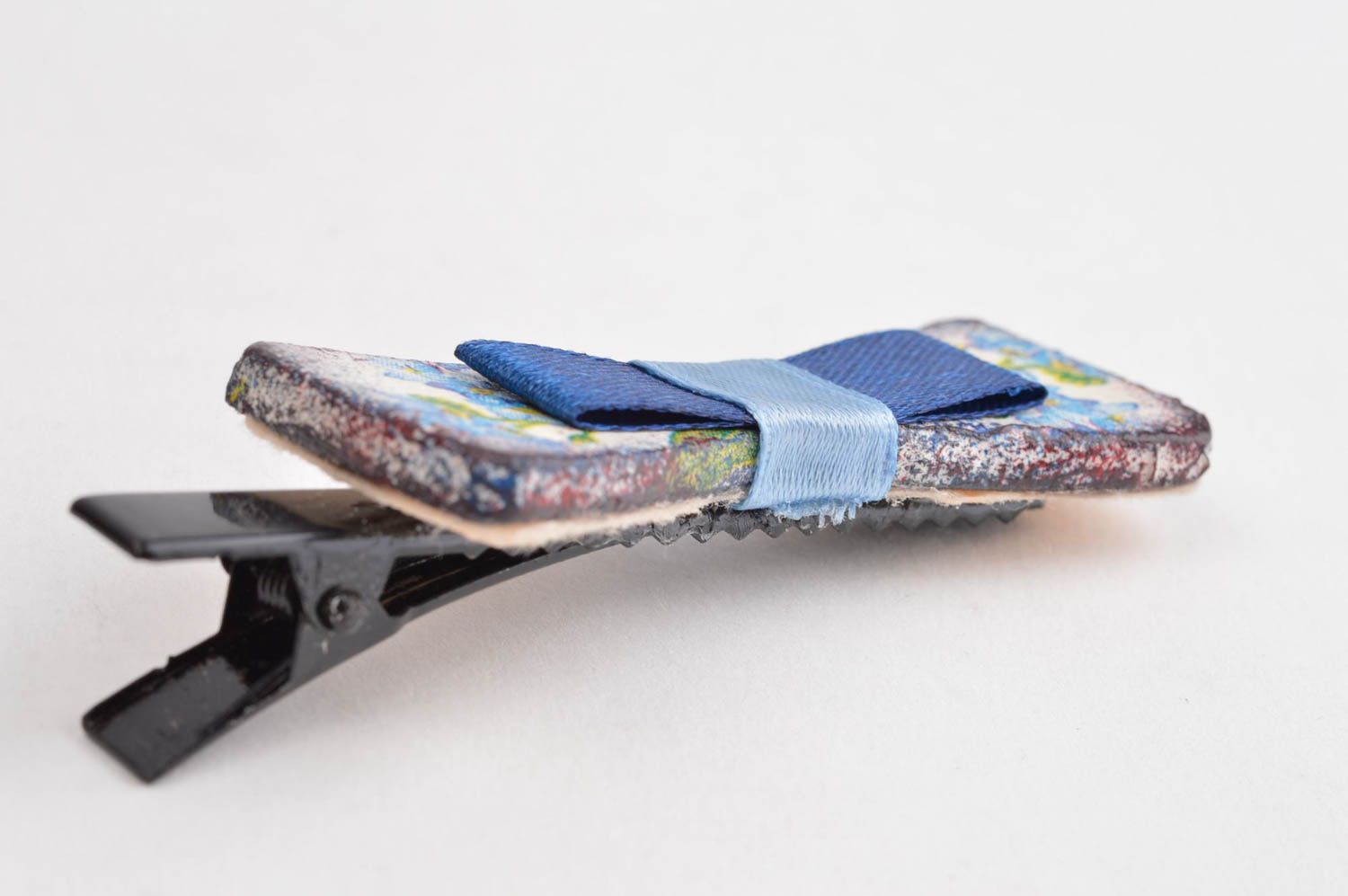 Blaue Haarspange Schleife handmade Designer Schmuck Accessoire für Haare foto 2