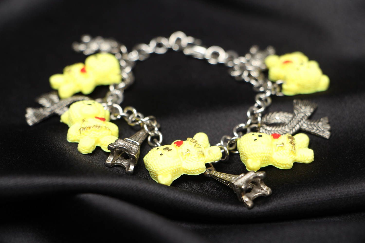 Polymer clay bracelet with charms photo 2