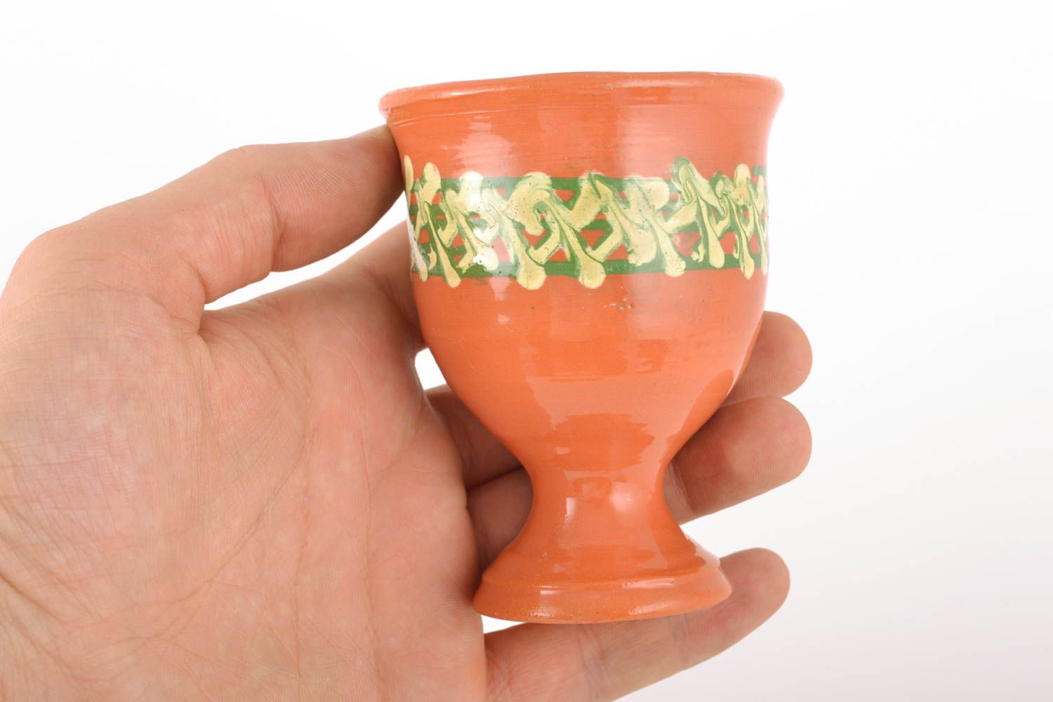 Copa de cerámica para vino pintada con engobes foto 4