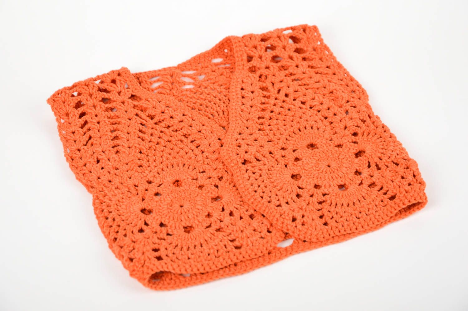 Chaleco de lana naranja hecho a mano y tejido ropa de moda regalo para niñas foto 1