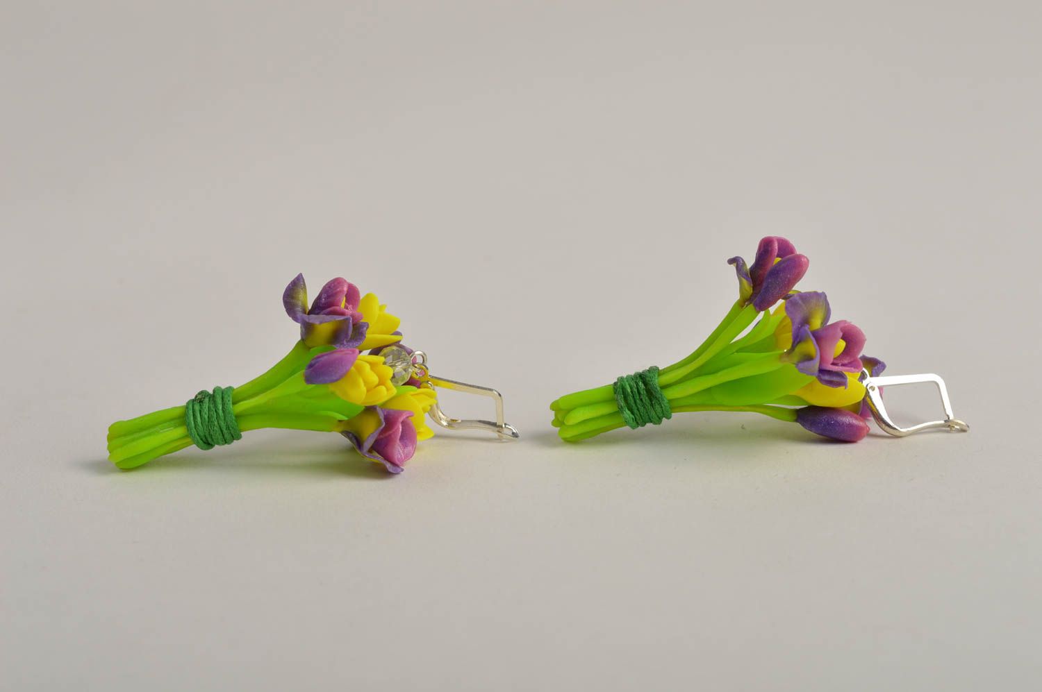 Boucles d'oreilles fleurs Bijou fait main en pâte polymère design Cadeau femme photo 4
