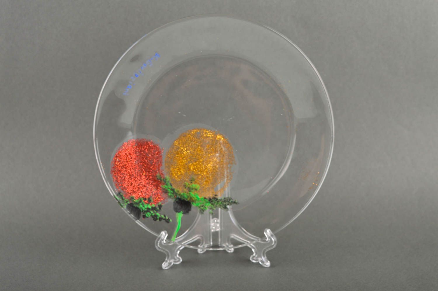 Assiette décorative en verre faite main transparente avec fruits Déco originale photo 2